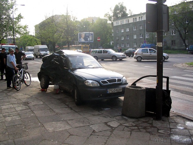 Daewoo Lanos ze Szczecińskimi tablicami ucierpiało najmocniej