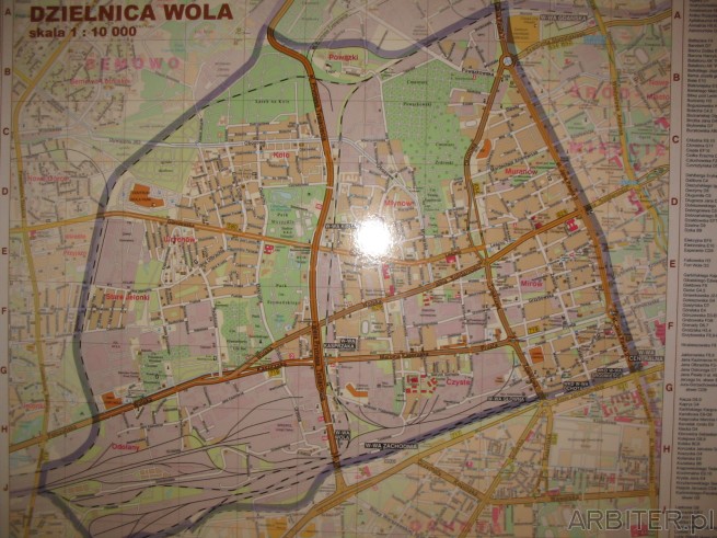 Dzielnica Wola i jej granice. Wola ograniczona jest Al JPII oraz linią kolejową ...