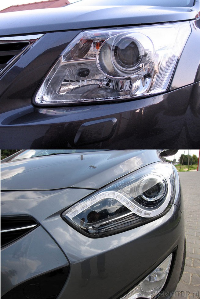 Reflektory oferują podobną technologię. W wersji podstawowej Hyundai przeważa ...